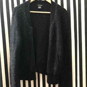 Dark Grey/Black Wool Club Monaco Bomber Jacket